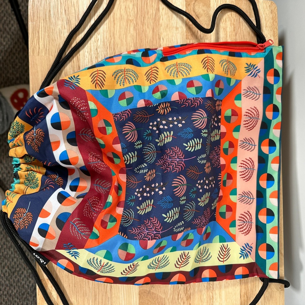 LOQI Multicolor‎ Mixed Pattern Botanical Geometric Drawstring Pouch Travel Bag - Picture 2 of 7